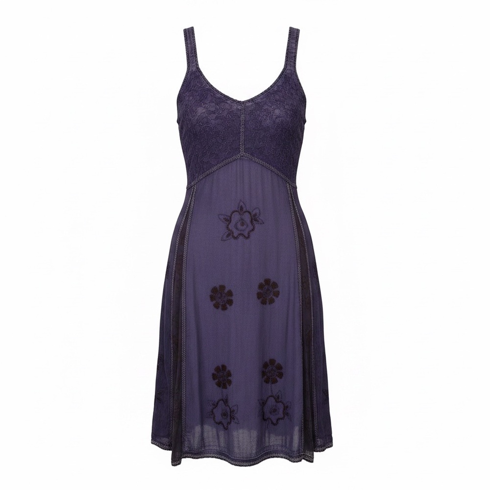 Lace-Trim Purple Slip Dress - Women's Intimates
